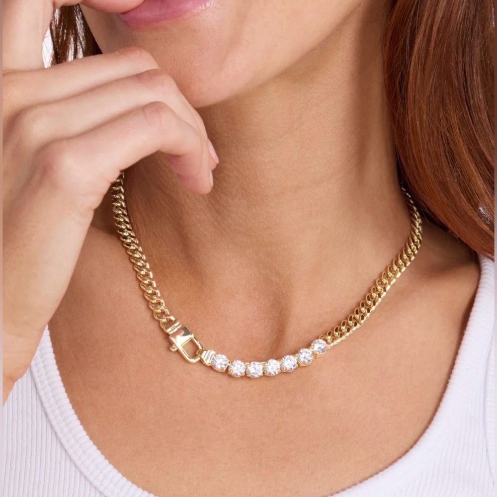 Melinda Maria Julian Loves Diamonds Necklace 16” Gold